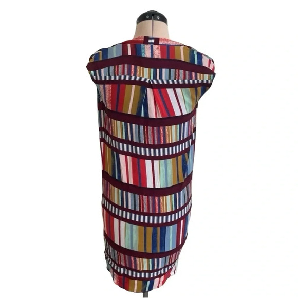 LAST CALL Anthropologie Maeve Shift Dress Size 0 Colorblock Library Pattern - Picture 4 of 13